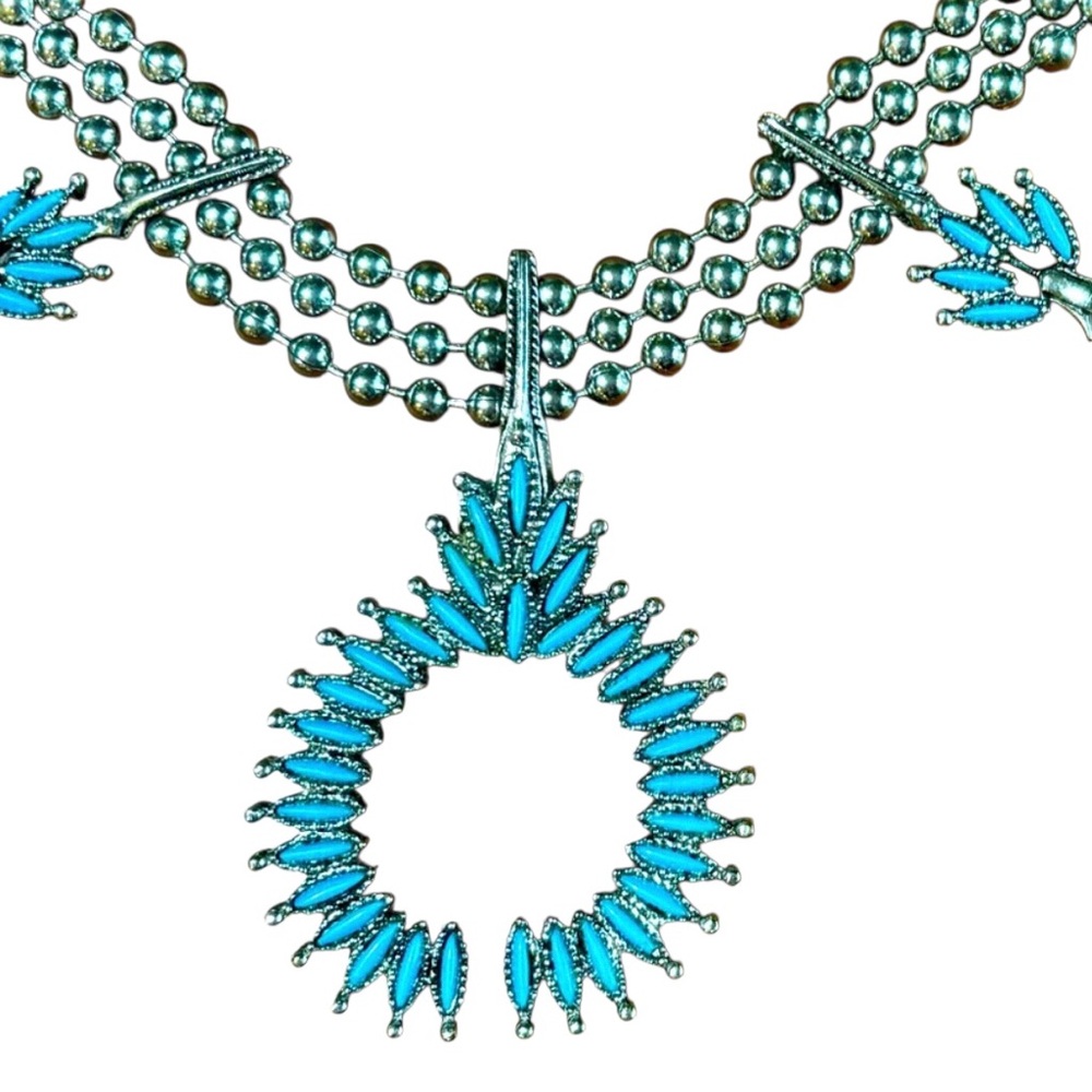 Goldette Vintage Elegant Blue Beaded Necklace Size Large Faux Turquiose 1960’s. - Picture 2 of 7